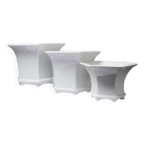 3 nesting white porcelain planters