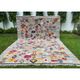 Multicoloured Handknotted 100% Wool Rug. Grey Geometric Carpet. Handwoven Tribal Kilim