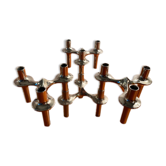 Set of 4 modular candle holders variant Nagel BMF vintage 1970