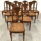 10 chaises Art Déco en noyer massif, XXème siècle