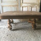 Oak coffee table on casters