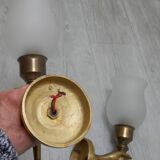 Pair of golden bronze flambeau sconces