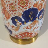 Vintage ceramic table lamp with Imari-inspired pattern.