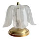 Lampe de table en laiton vintage et verre en forme de feuille