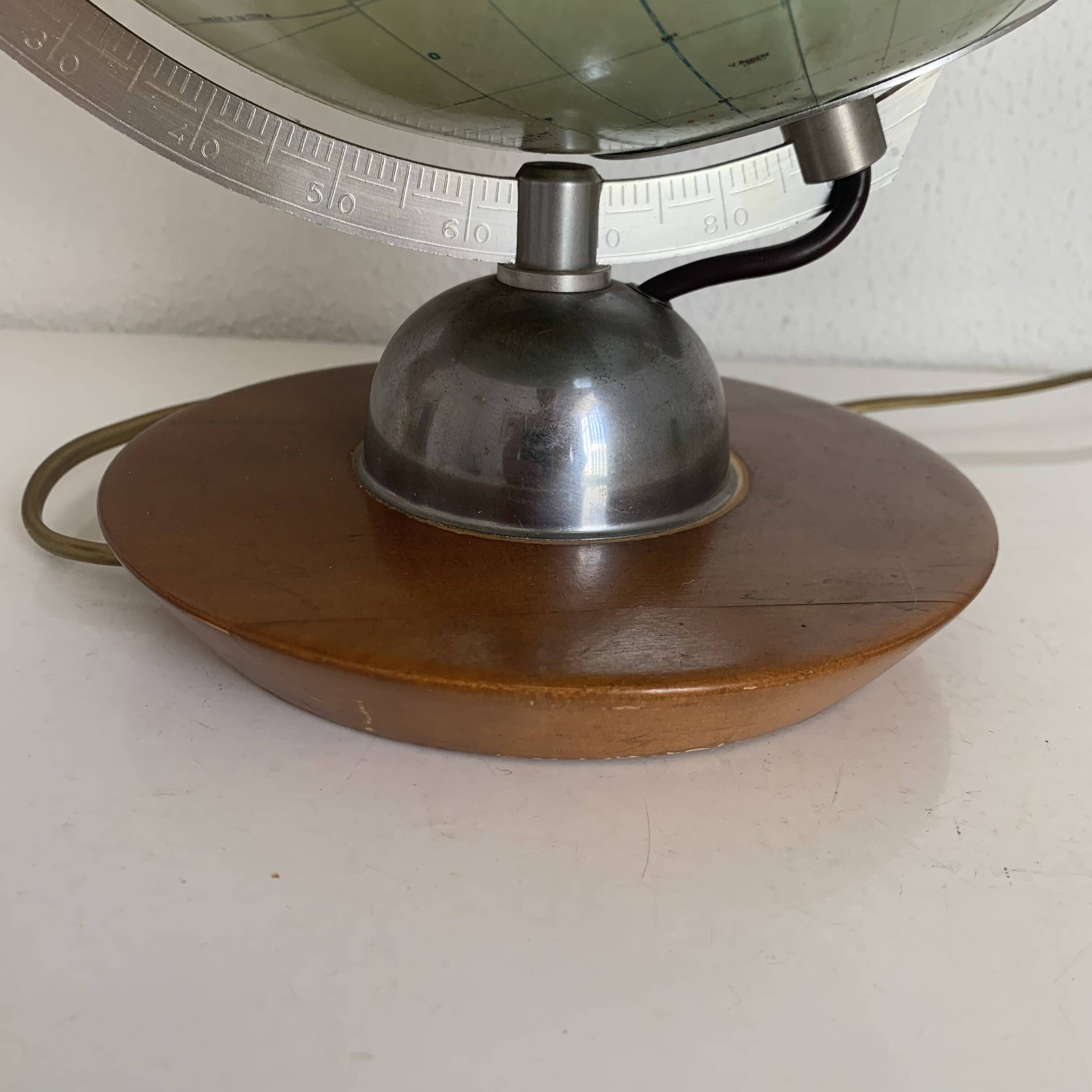 Globe vintage 1960 terrestre Verre JRO Verlag français - 35 cm