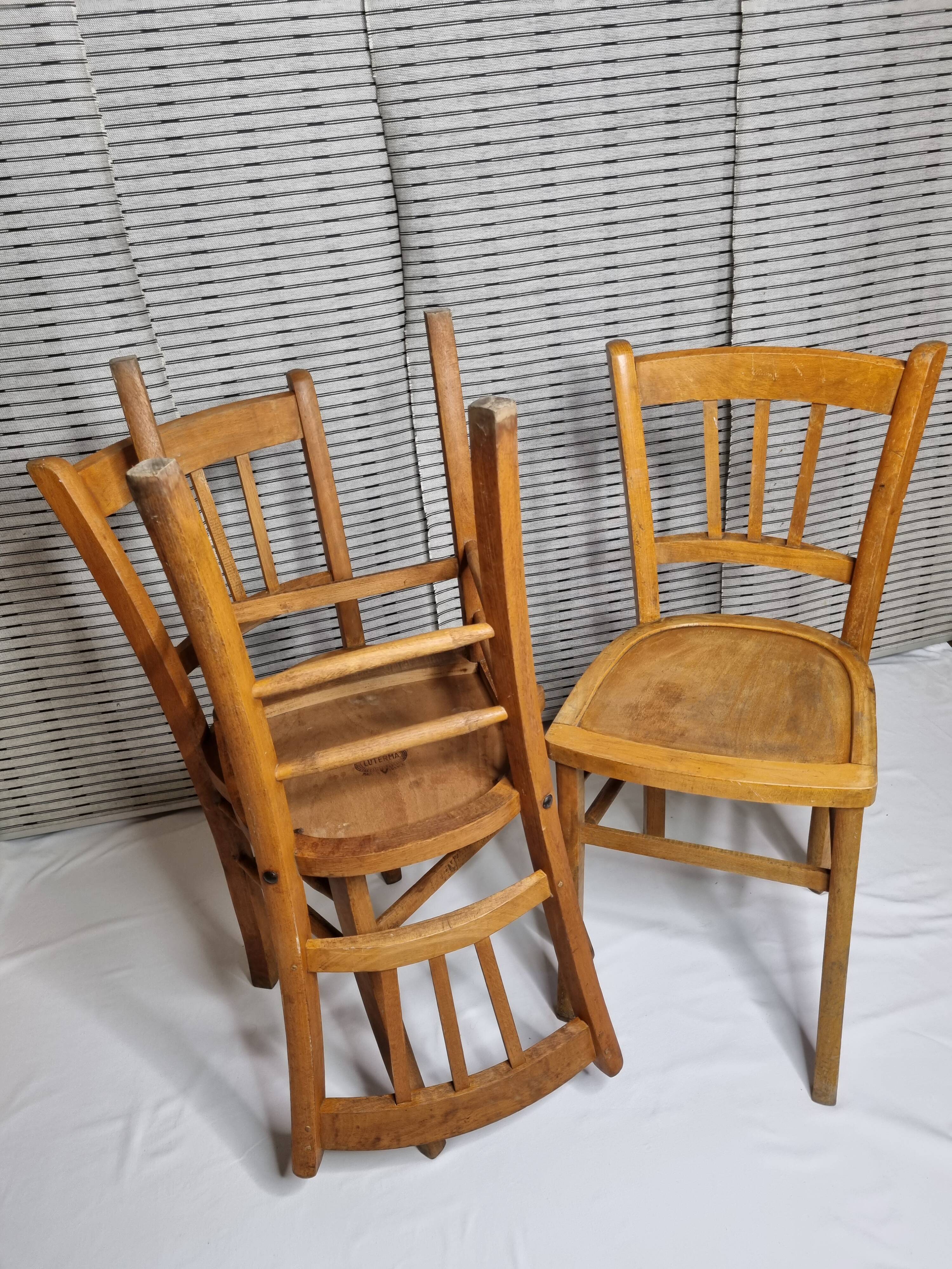 Ensemble de trois chaises bistrot vintage "Luterma", années 40/50