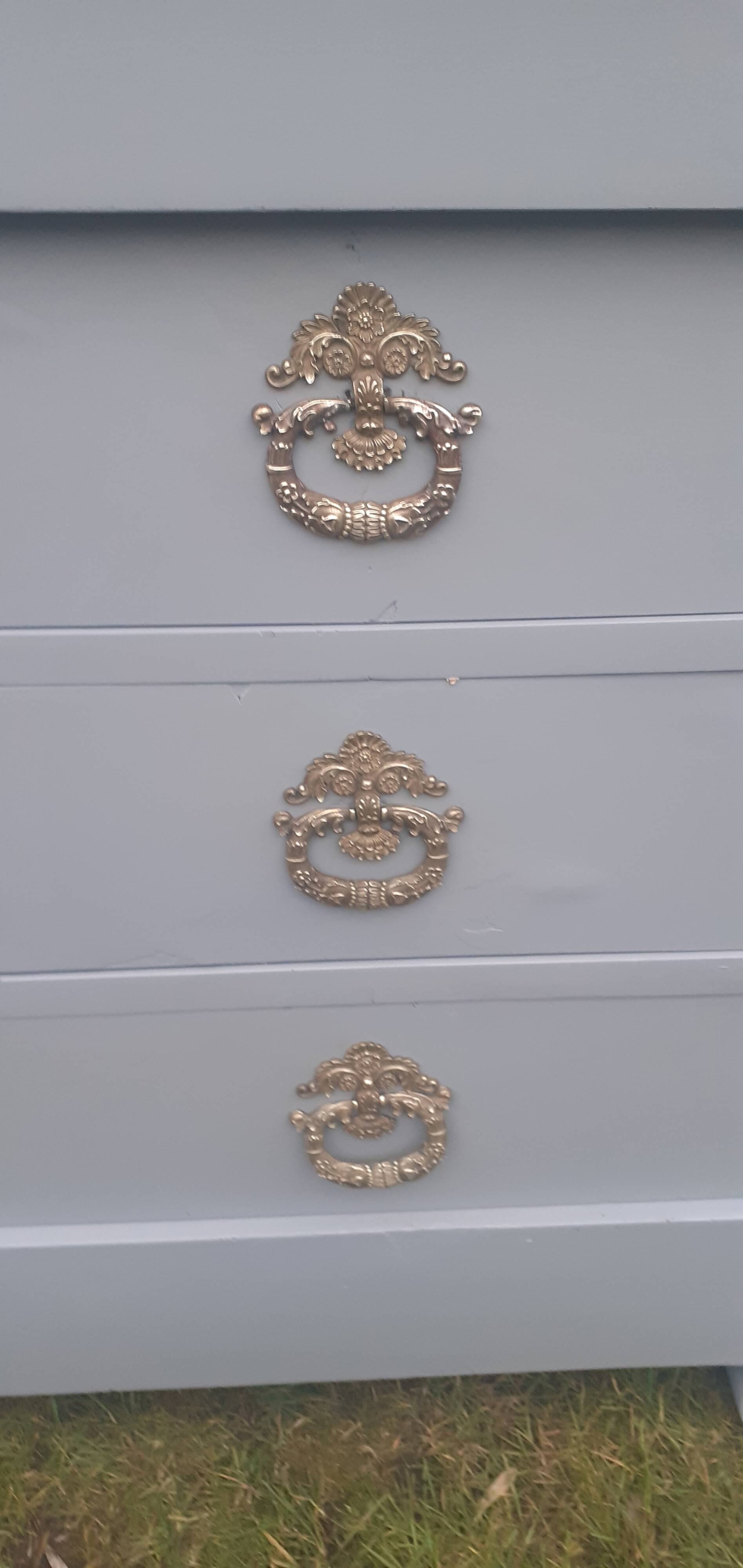 Antique 4-drawer chest of drawers, Gustave grey, 3 dark grey marble