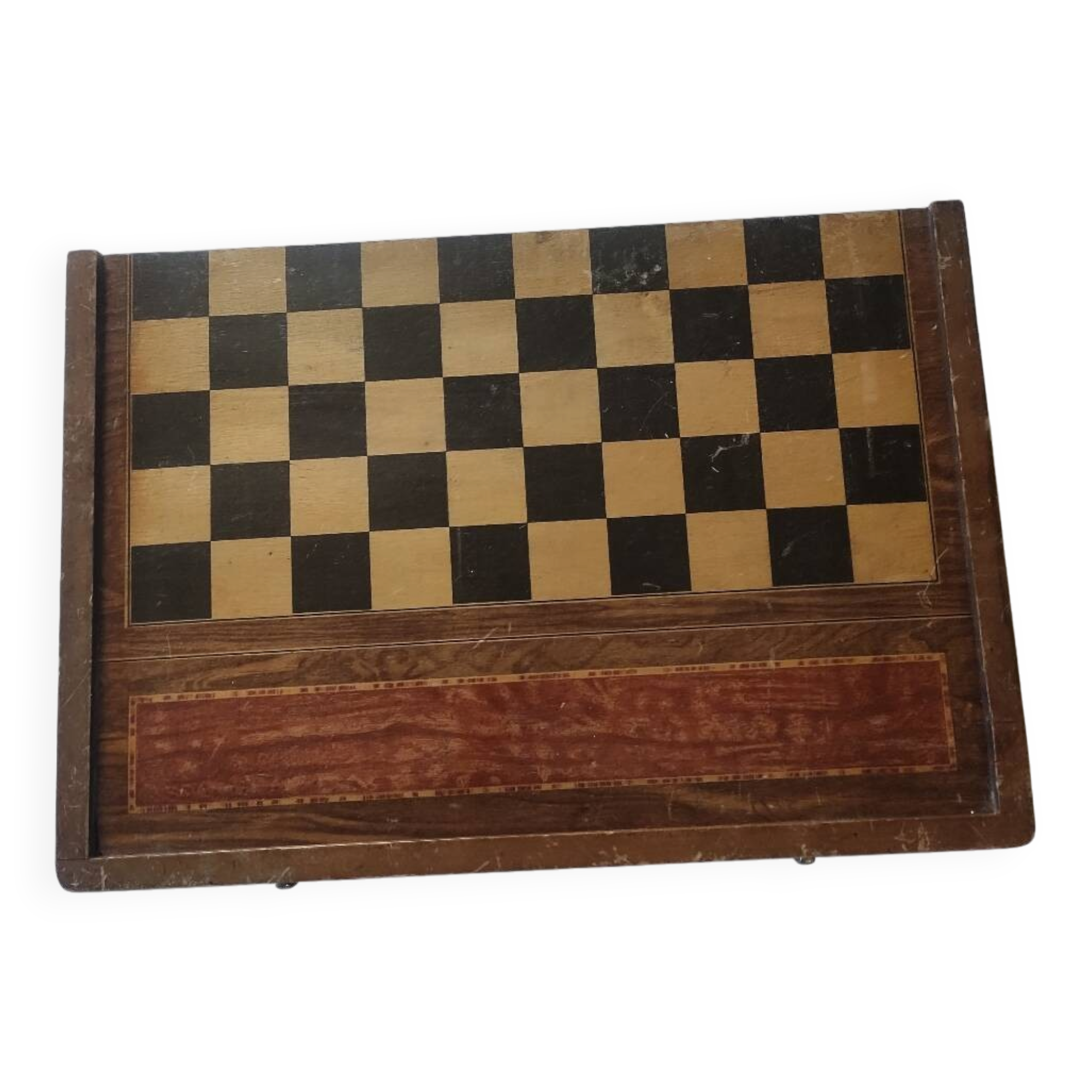 Large game box of backgammon, checkers