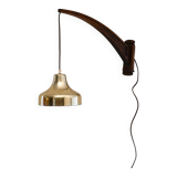Vintage Scandinavian wall light with brass pendant lampshade