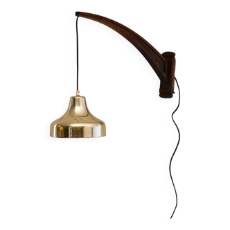 Vintage Scandinavian wall light with brass pendant lampshade