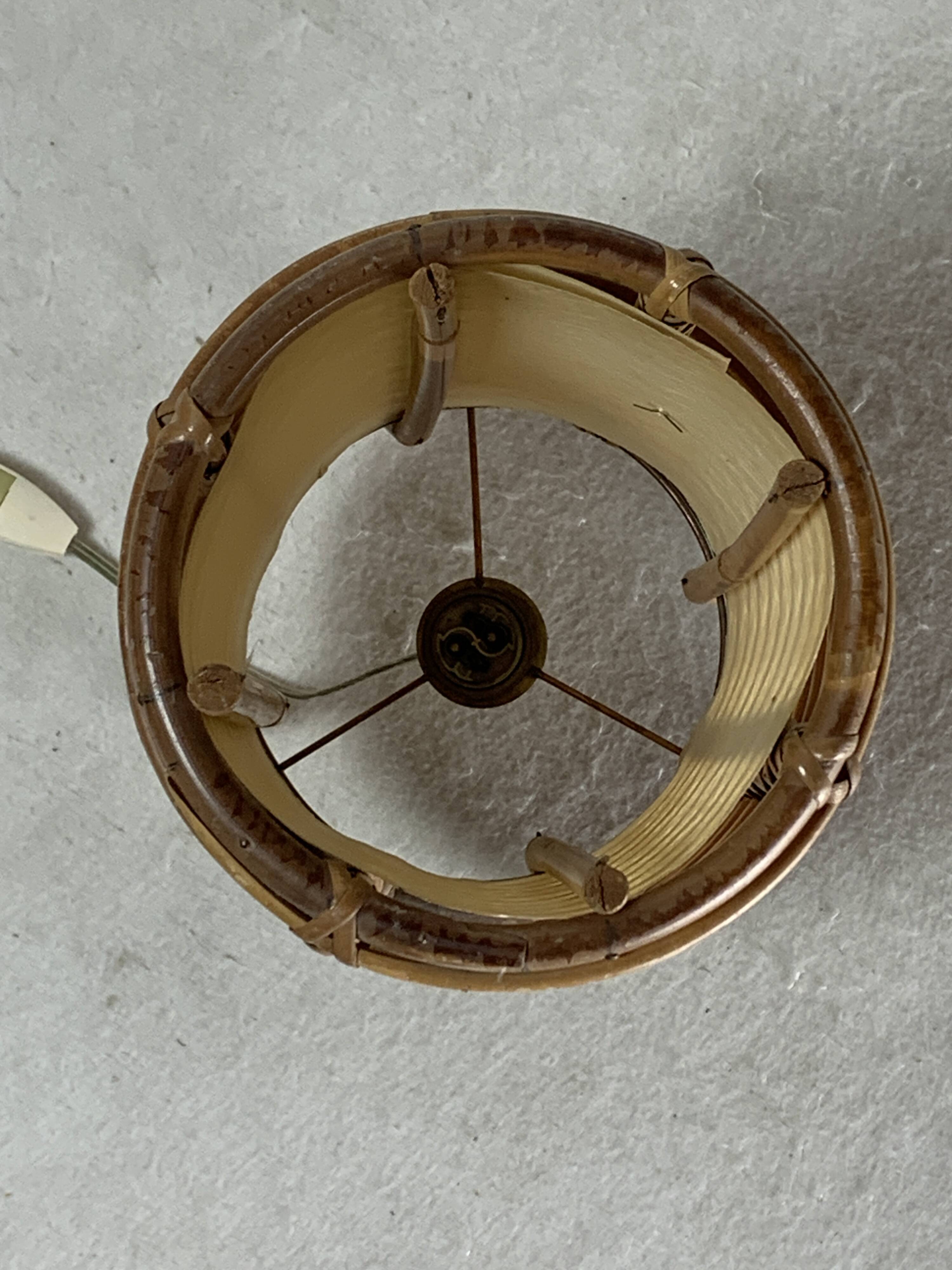 Bamboo cylindrical table lamp by Louis Sognot, France 1950s