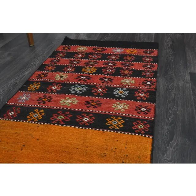 1970s Turkish Oushak Handmade Wool Cotton Red Runner Rug 65x229