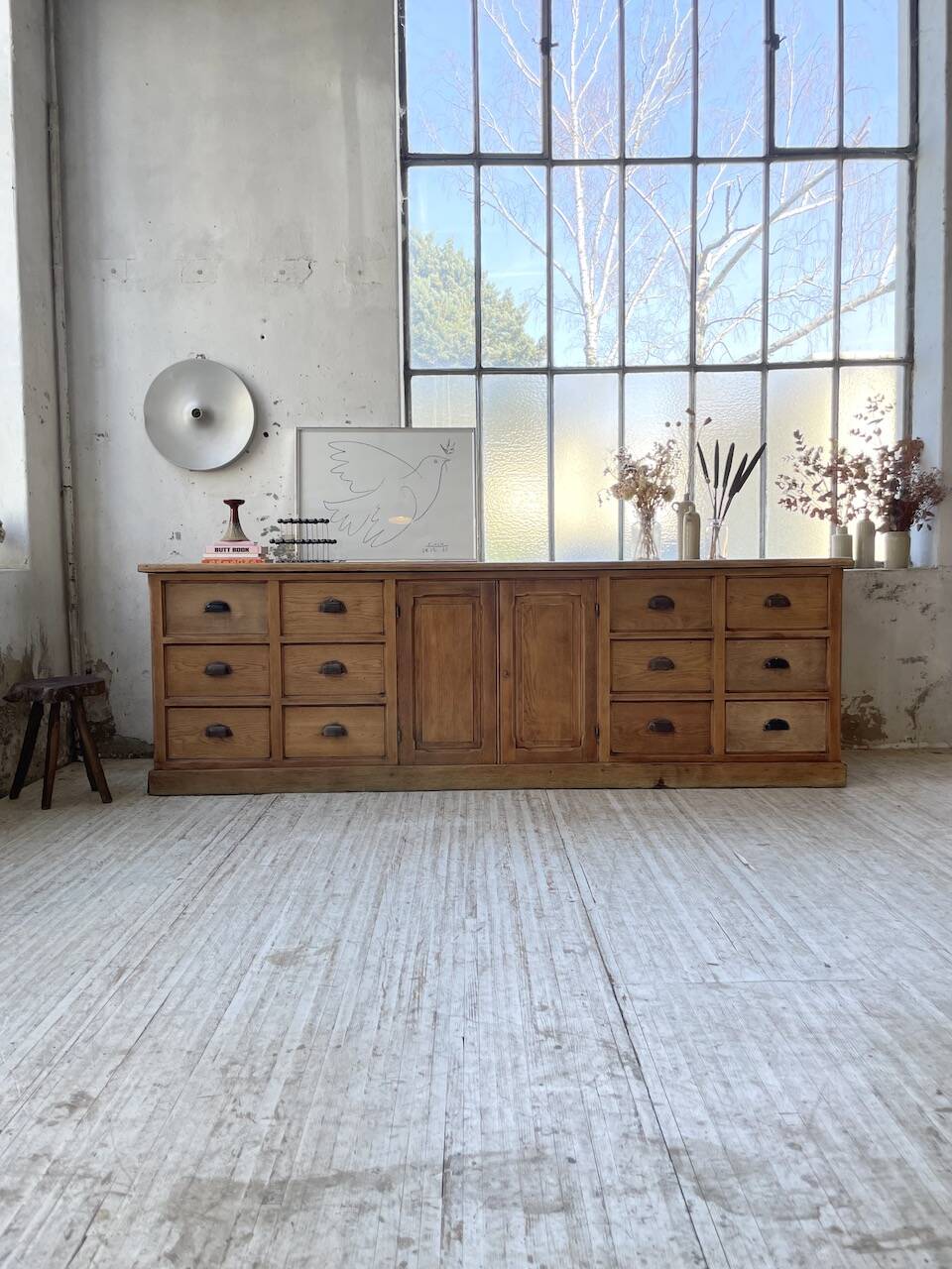 XXL solid oak counter sideboard