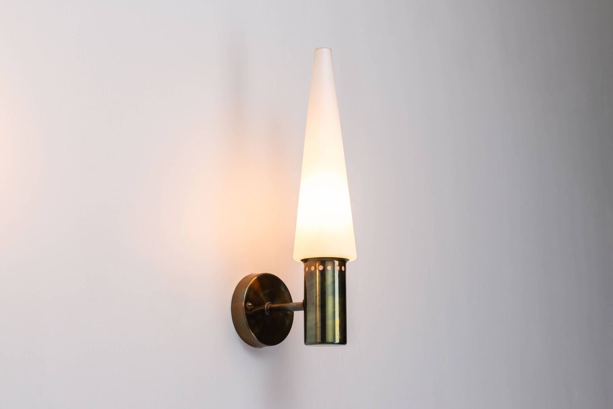 Set of two Hans Agne Jakobsson wall lamps with opal glass shades