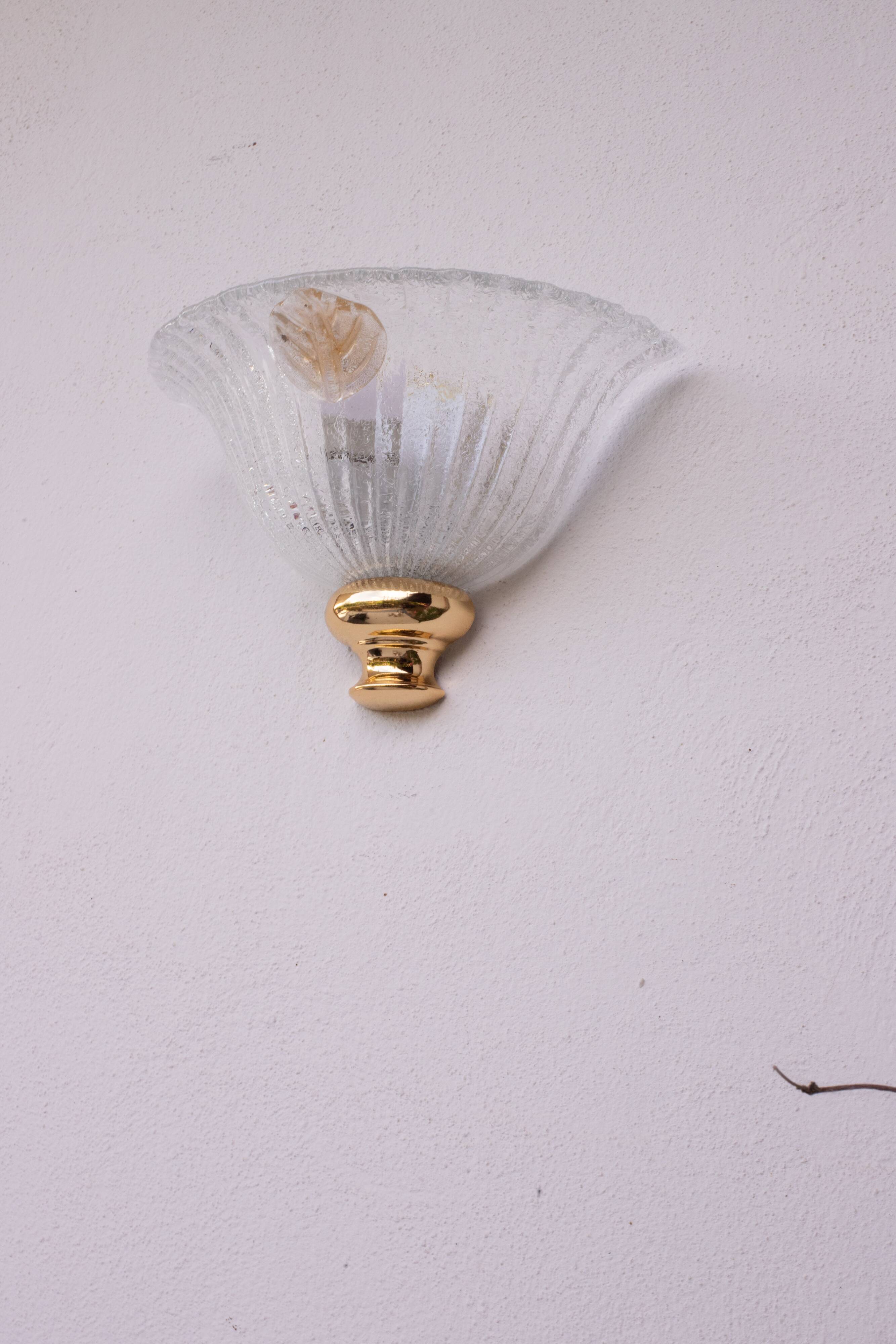 Murano Gold and Trasparent Wall Light, 1970