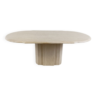 Vintage oval travertine dining table, 1970s