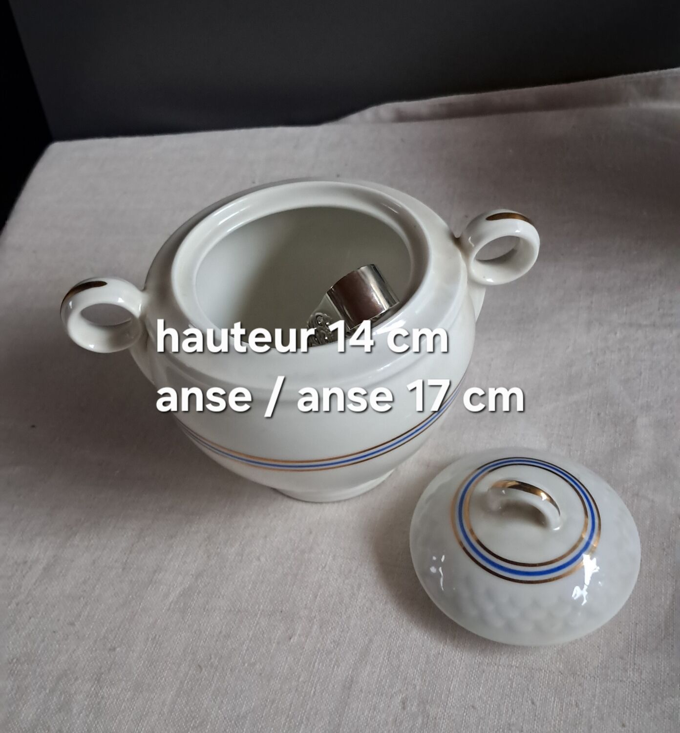 Teapot, sugar bowl, milk jug, jam jar.