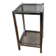 Chrome metal and smoked glass console