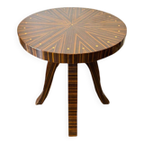 Une table ronde Art déco en palissandre et bois d’hêtre avec motifs élégant