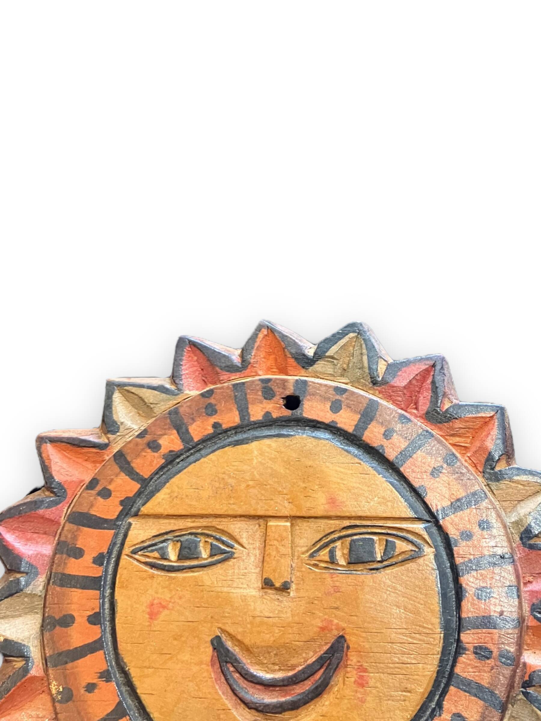 Polychrome wooden wall sun 1960s