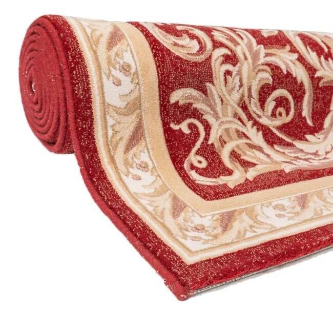 Red and beige oriental pattern rug AMAN in wool