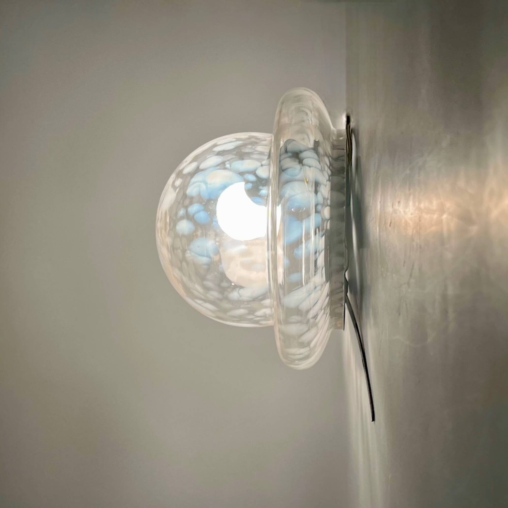 Vintage Space Age UFO Flush Mount Light Fixture with Spotted Glass Shade, 1960s