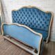 Frame and headboard louis xv upholstered blue velvet