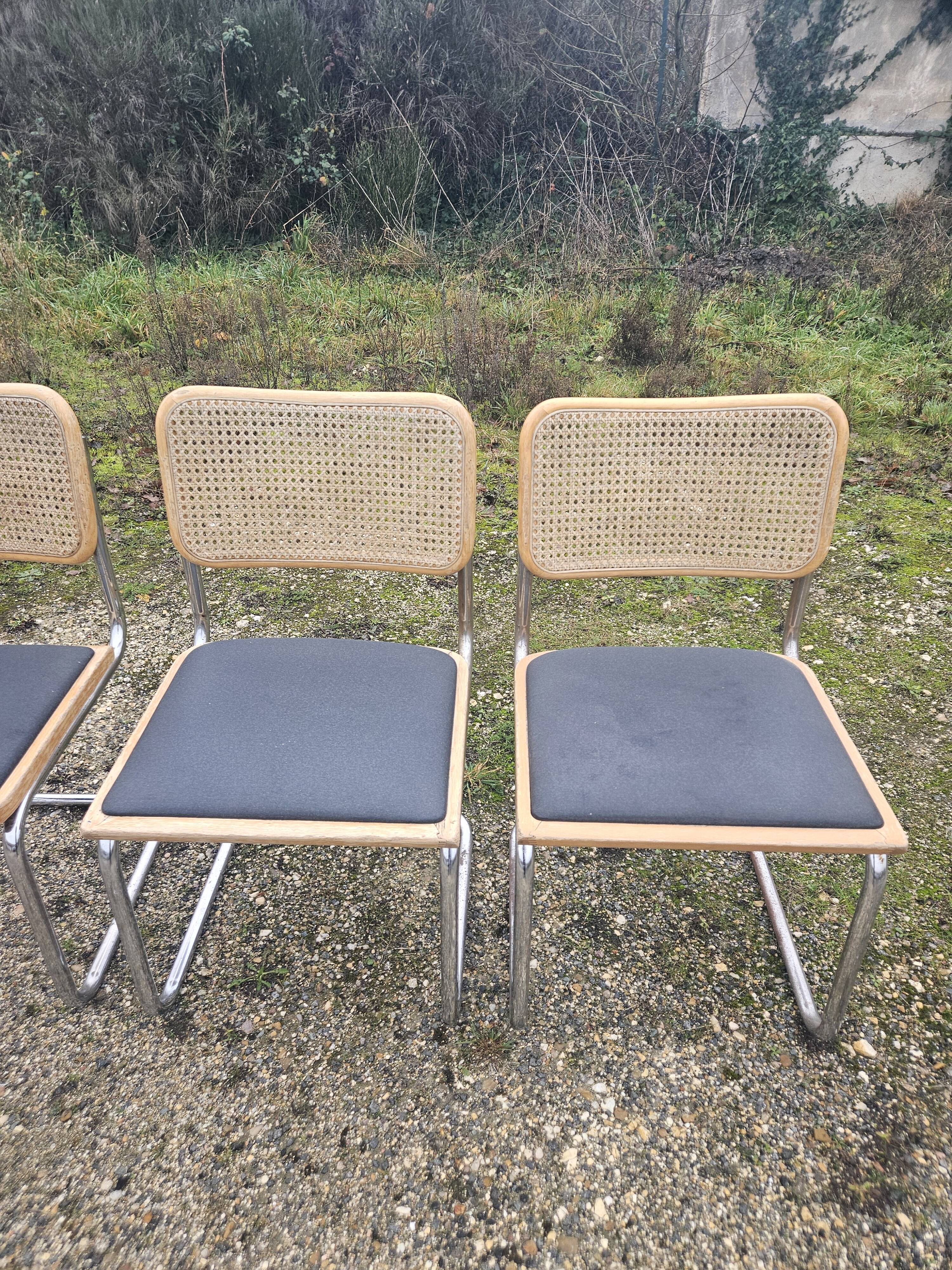 4 vintage Italian Cesca B32 chairs by Marcel Breuer, 70s
