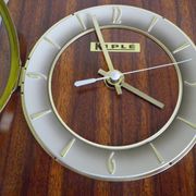 Clock in mahogany formica, metal, wood, glass, in its original box - Brand KIPLE - 70s