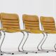 Set of 6 vintage chrome and leather dining room chairs 1970s Italy