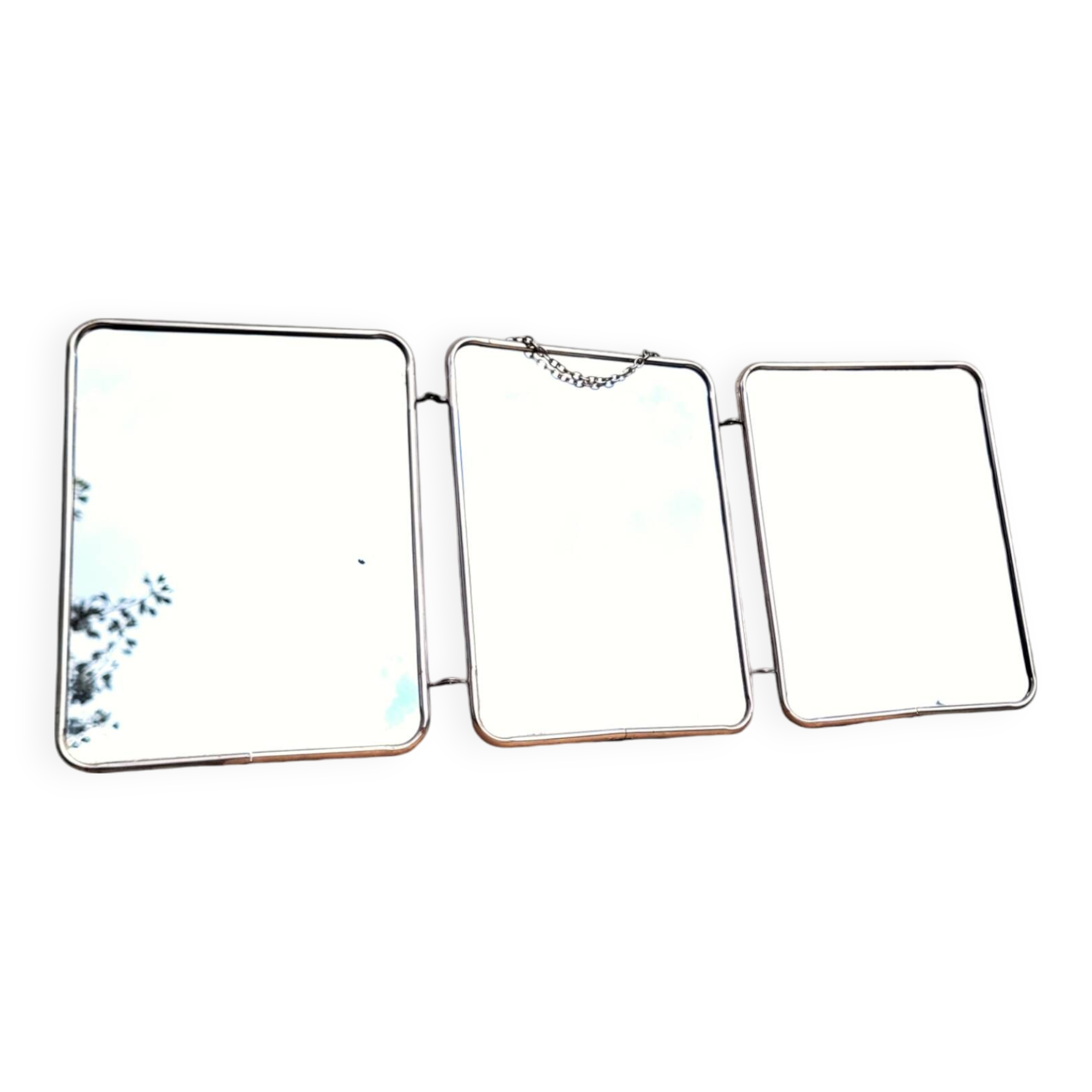 Vintage triptych barber mirror