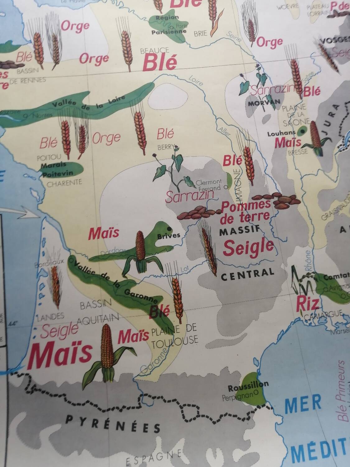 Carte scolaire vintage mdi FRANCE La Seine