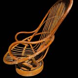 70s rattan and bamboo swivel chair