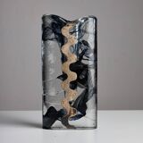 Vase en verre et plaqué argent des années 1970 par Claude Cuny pour Cassetti Firenze