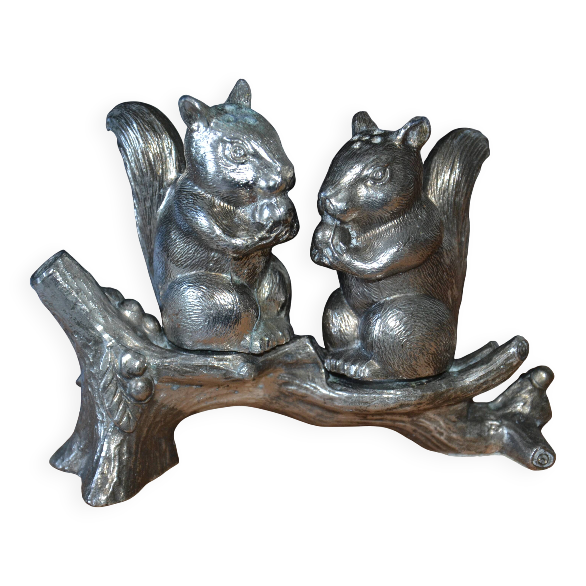Silver-plated squirrel salt and pepper shakers