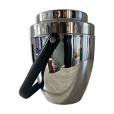Vintage stainless steel and leather ice bucket