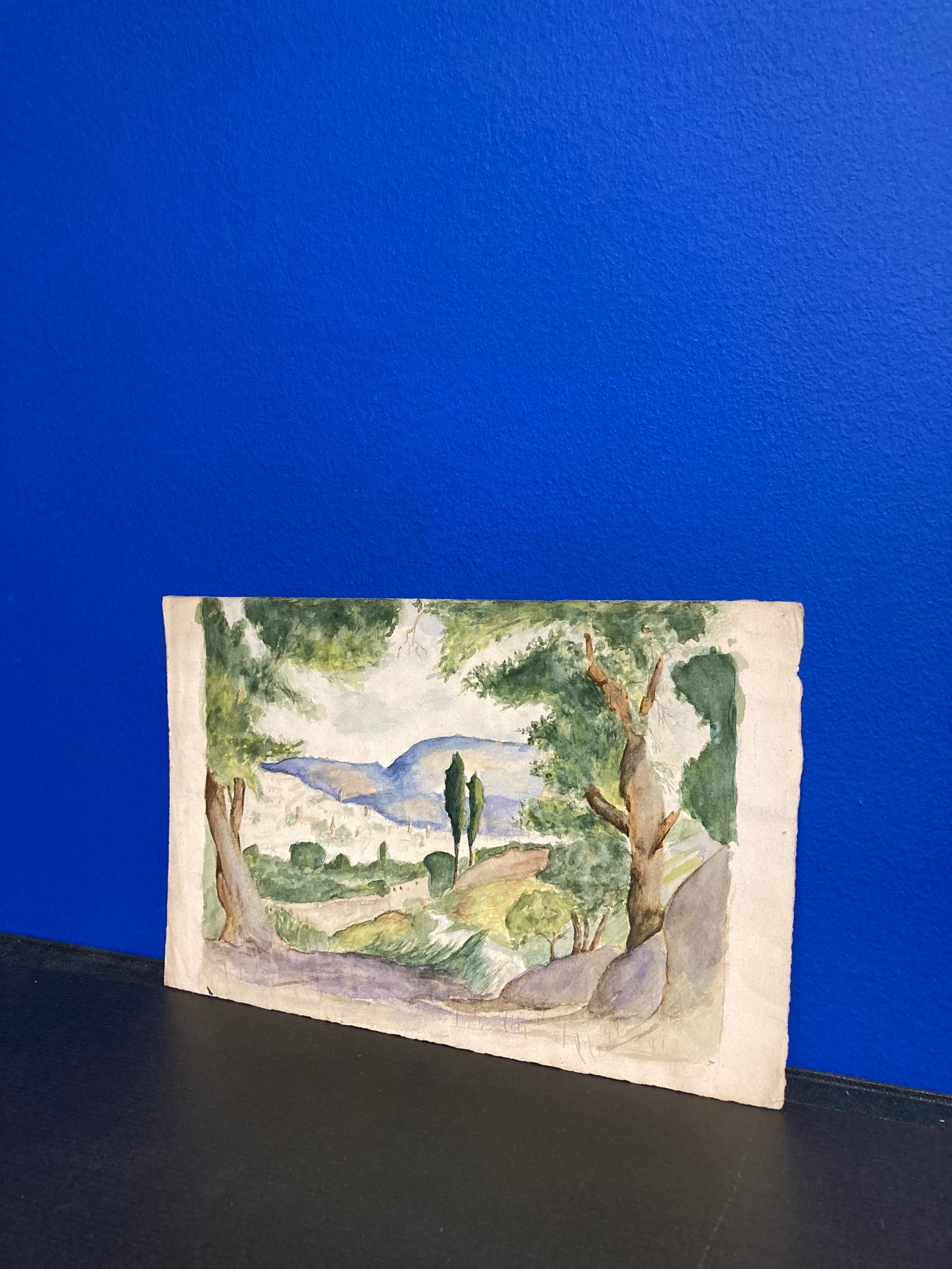 Aquarelle paysage vintage
