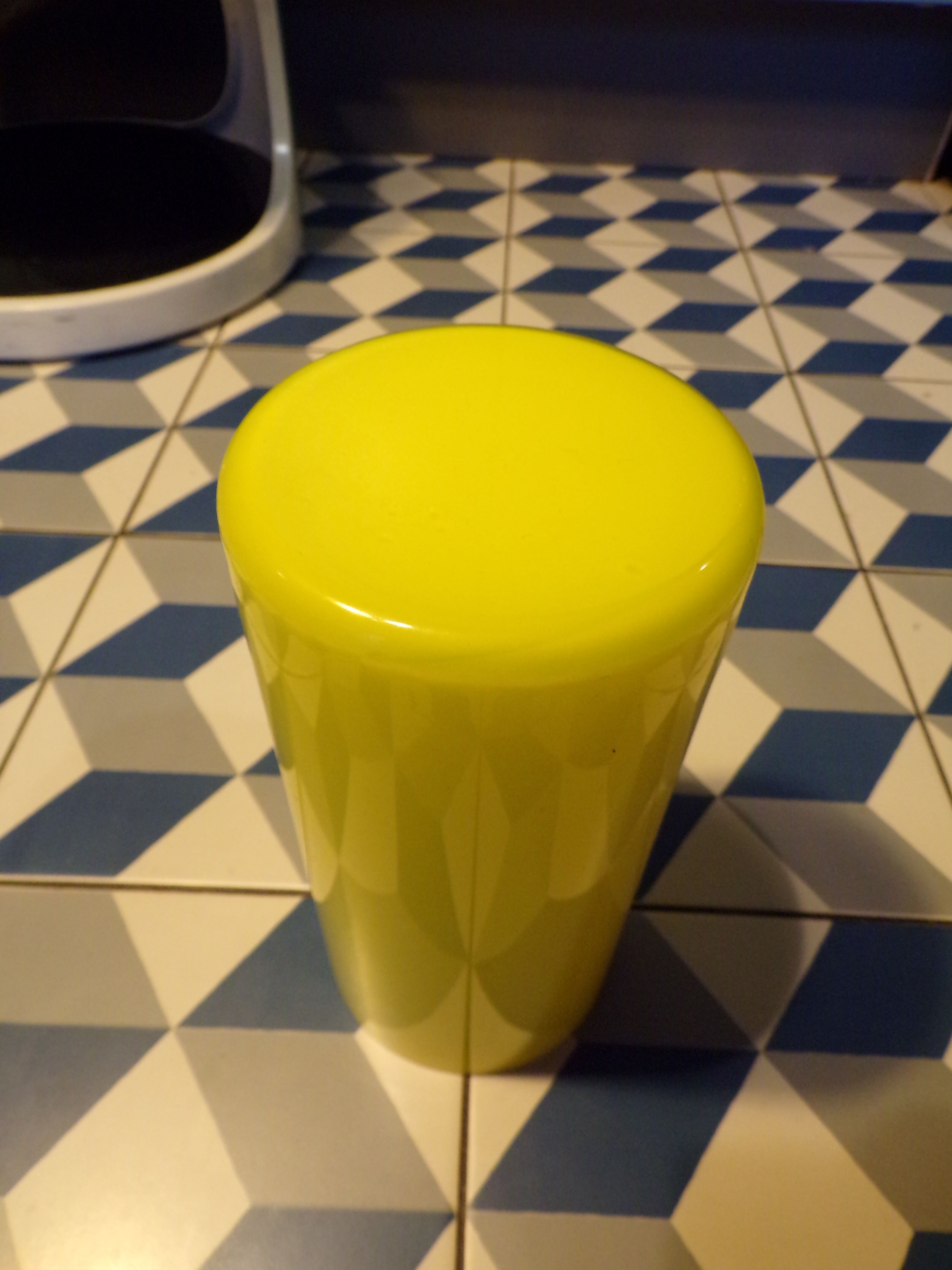 Vintage opaline roll vase yellow