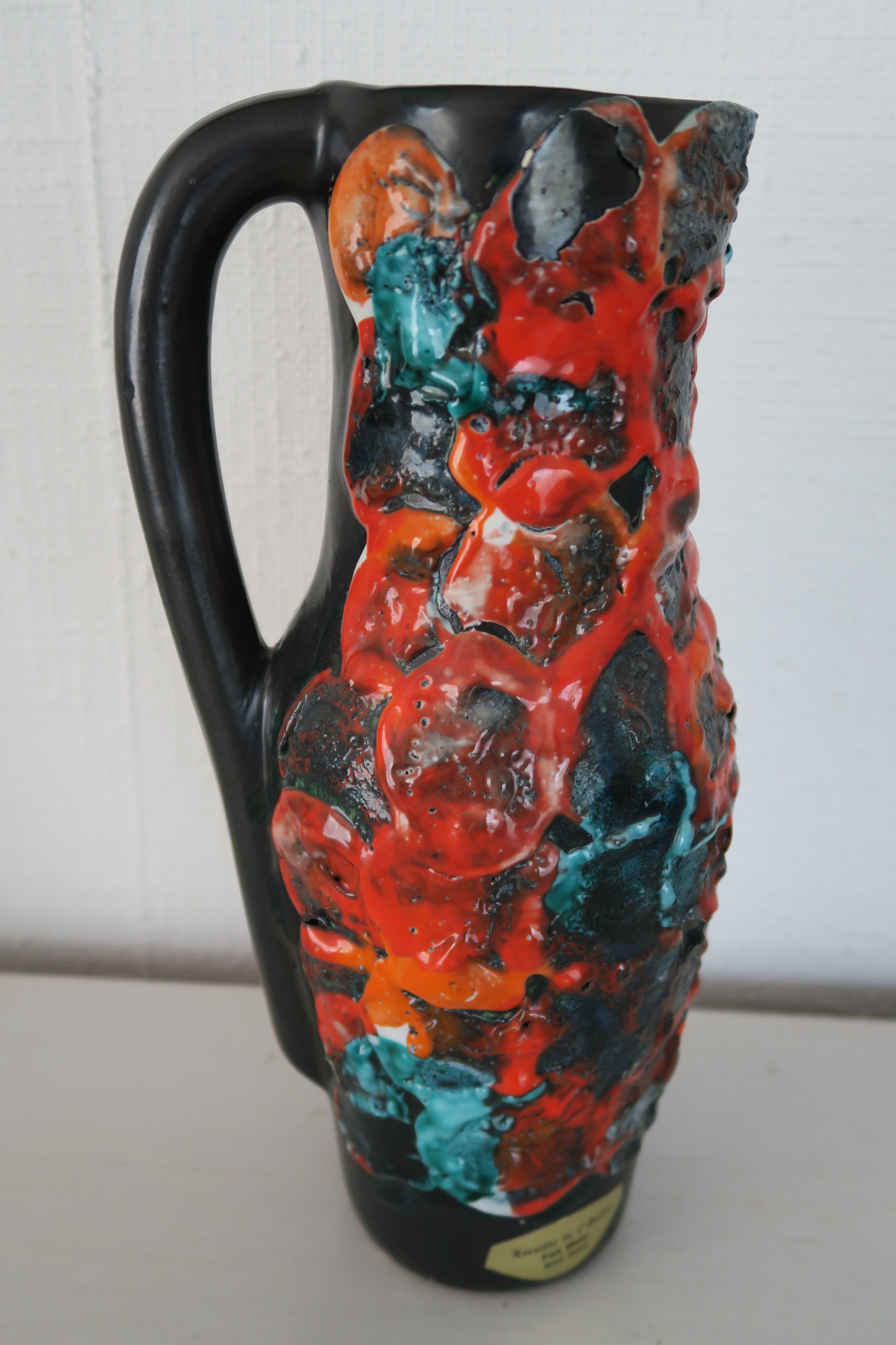 Large Vase Rocaille de l'Océan Fat lava Vintage 1960 Handmade 29 cm