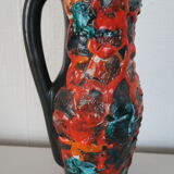 Grand Vase Rocaille de l'Océan Fat lava Vintage 1960 Fait main 29 cm