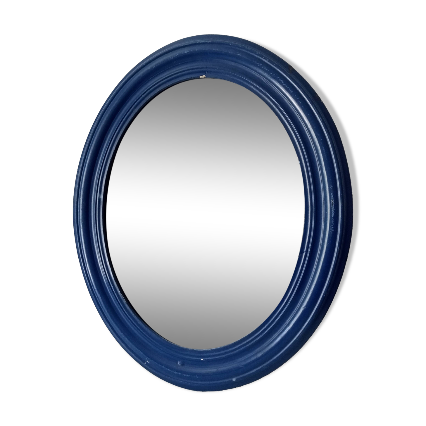 Antique oval mirror in wood and stucco, early 20th century, 51*43 cm