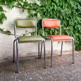 70s metal and imitation leather chairs