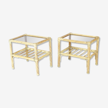 Pair of rattan tables