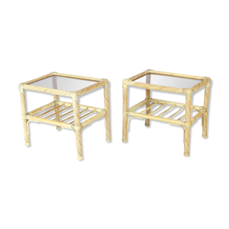 Paire de tables en rotin