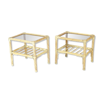 Pair of rattan tables