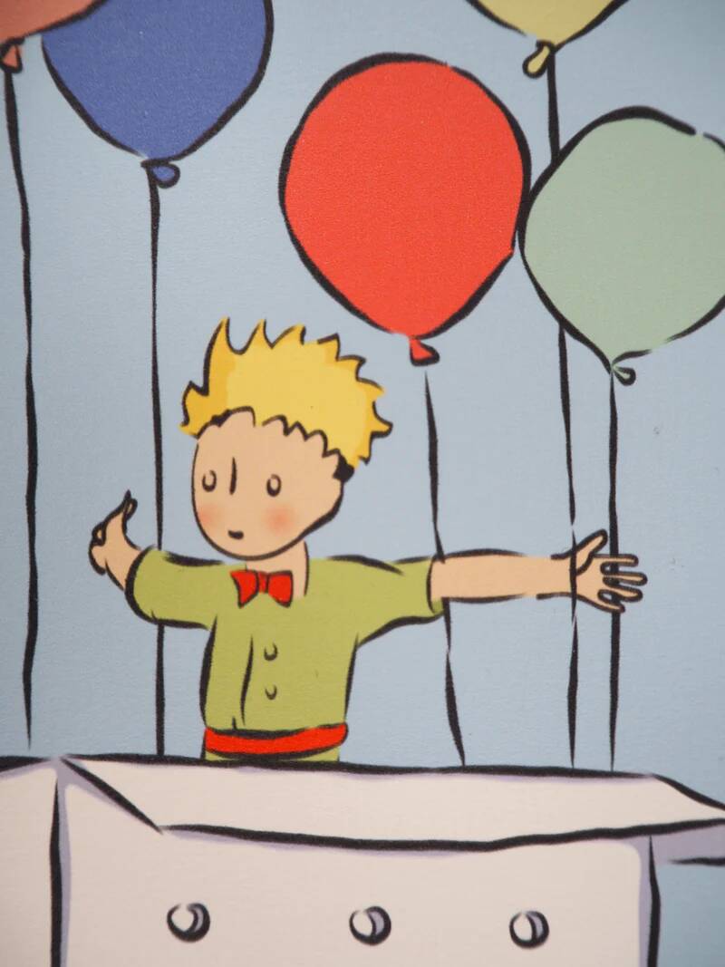 Antoine de Saint-Exupéry: The Little Prince in a Balloon, lithograph