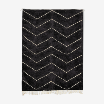 Tapis marocain moderne noir art contemporain 200x300cm