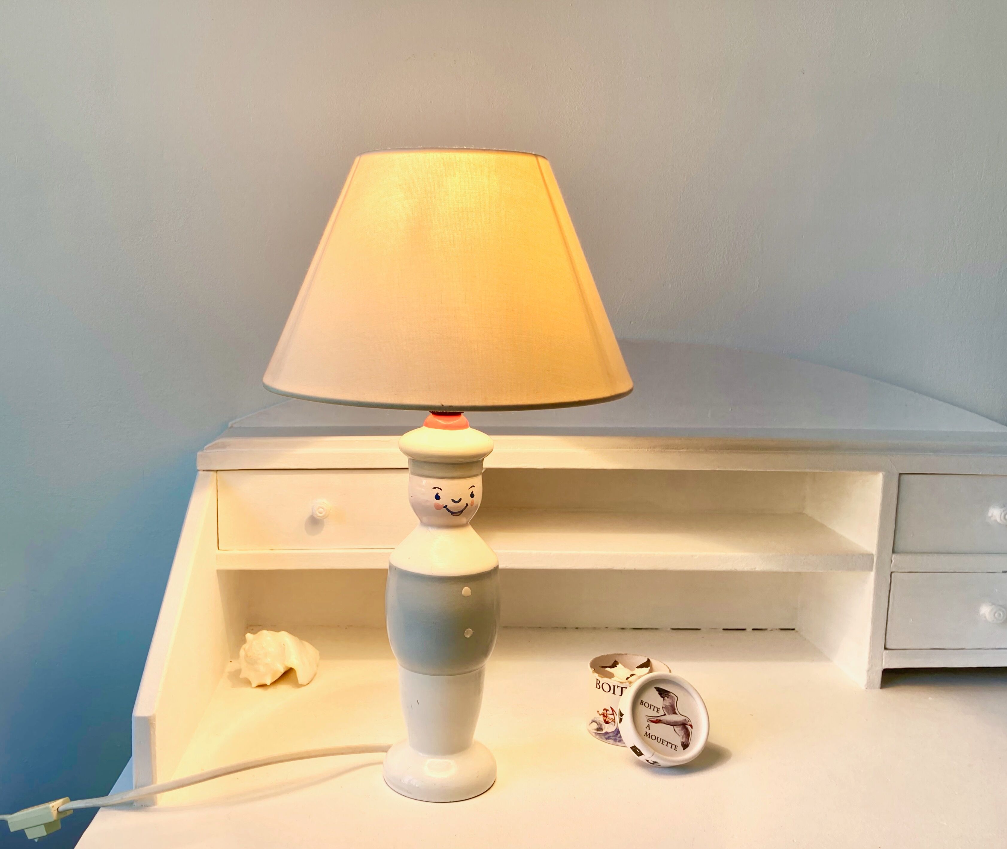 Lampe marin pied en bois