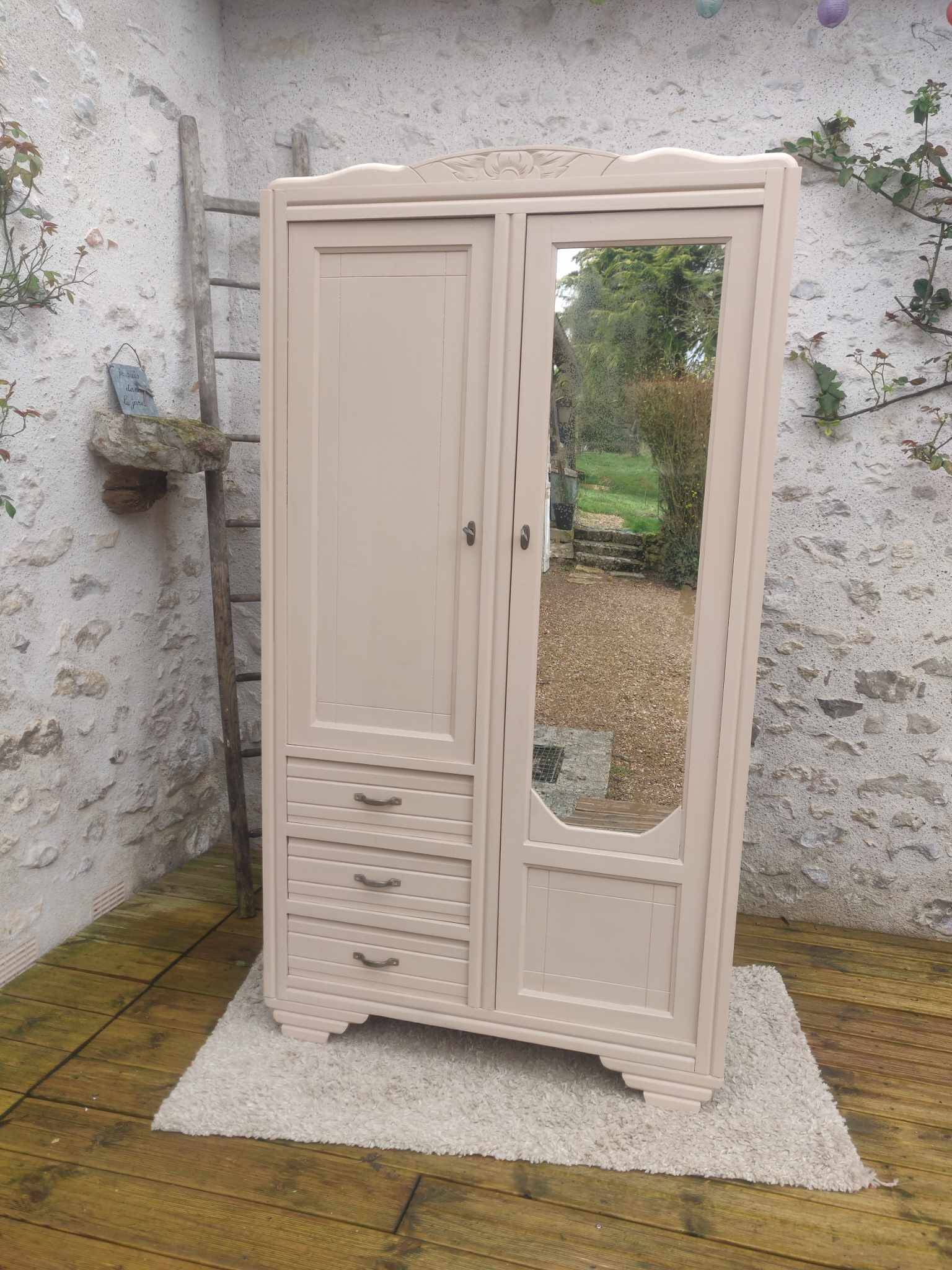 Beige art deco wardrobe