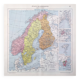 Carte ancienne  Scandinavie Norvège Suède Finlande 43x43cm de 1950